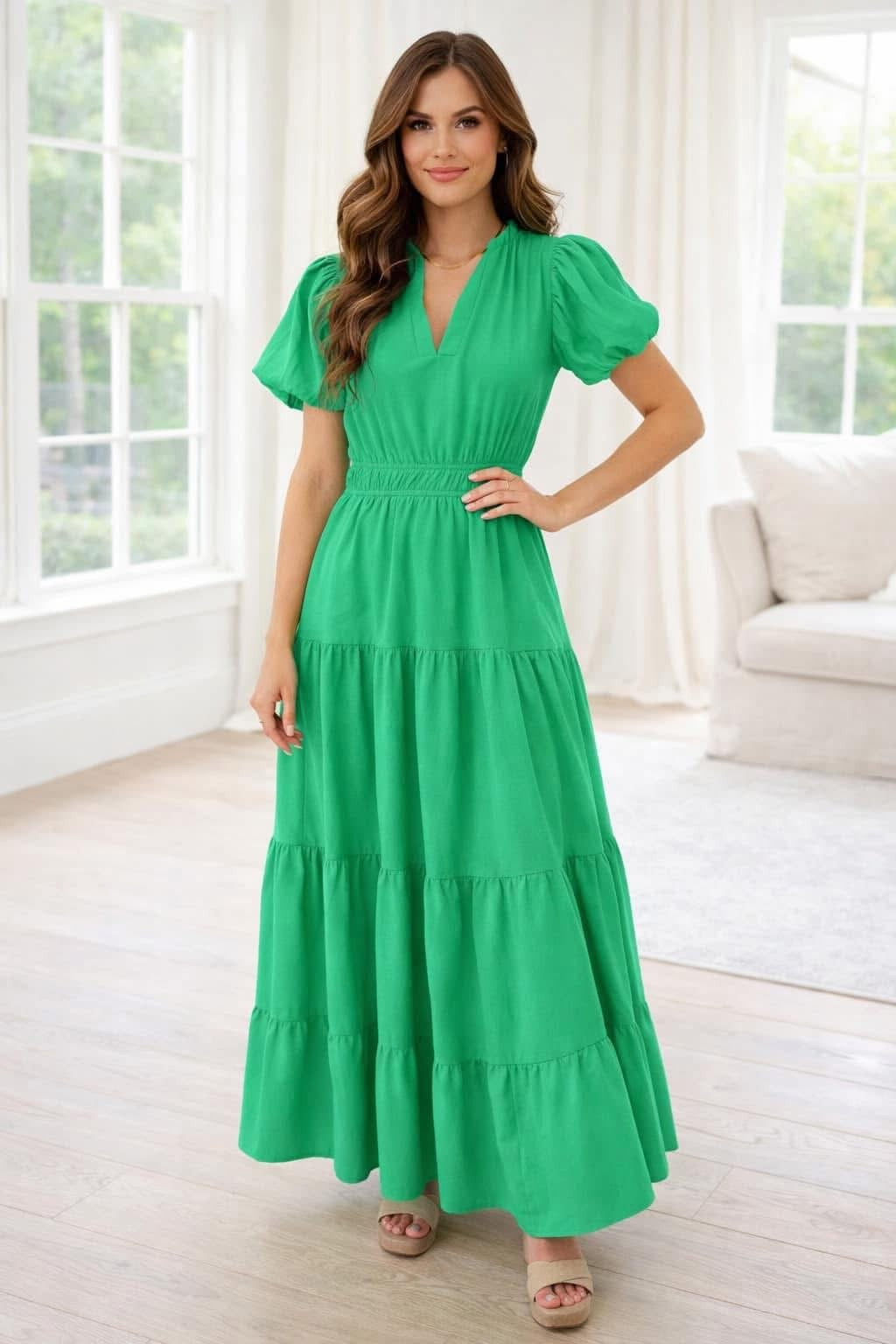 Green maxi dress