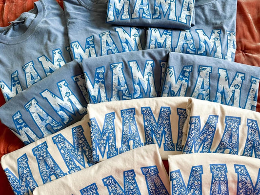 Blue Jean MAMA floral tee - comfort colors