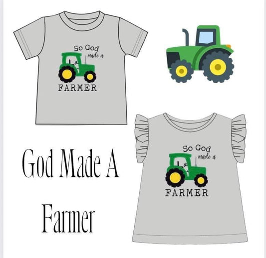 So God Made a Farmer - Boys Embroidered tee