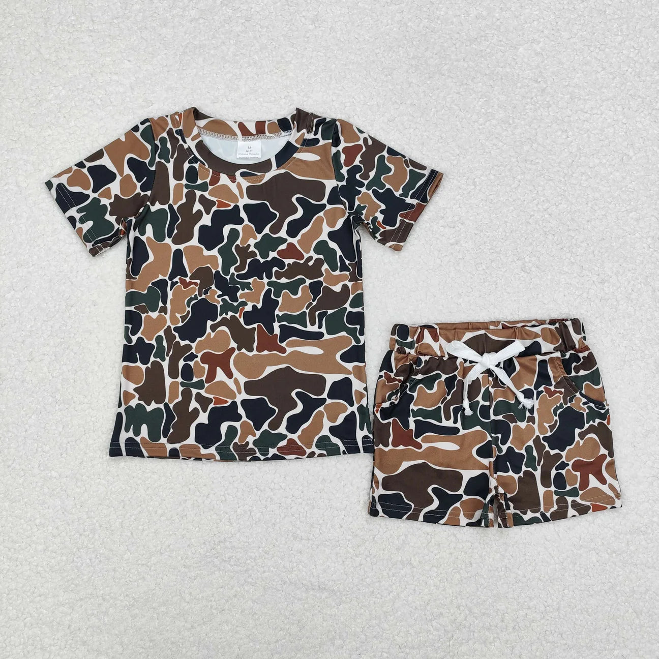 Brown/green camo short set