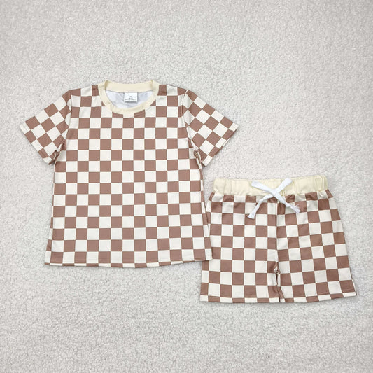 Plaid boy short set