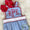 Blue/red ric rac girls bubble
