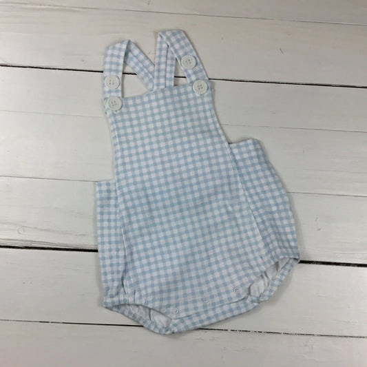 Blue gingham boys romper - embroider me