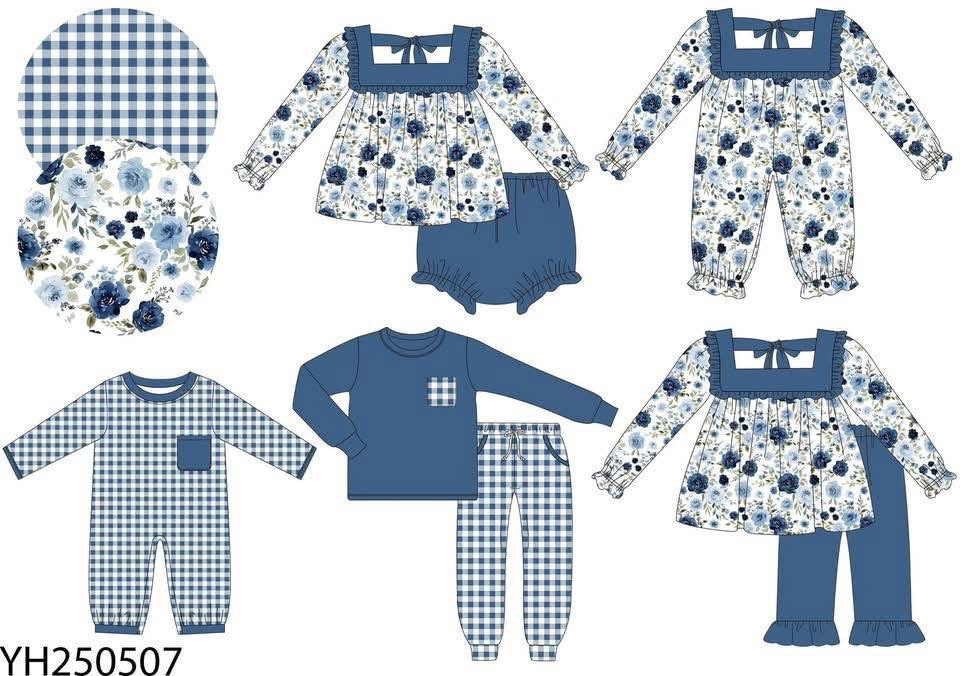 Girls blue floral set 18/24M