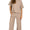 Ribbed short sleeve pant set - khaki