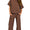 Ribbed short sleeve pant set - brown
