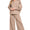 Collard Long sleeve ribbed set- khaki
