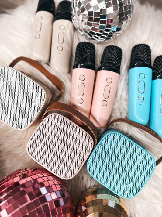 Wireless karaoke speakers with 2 mics