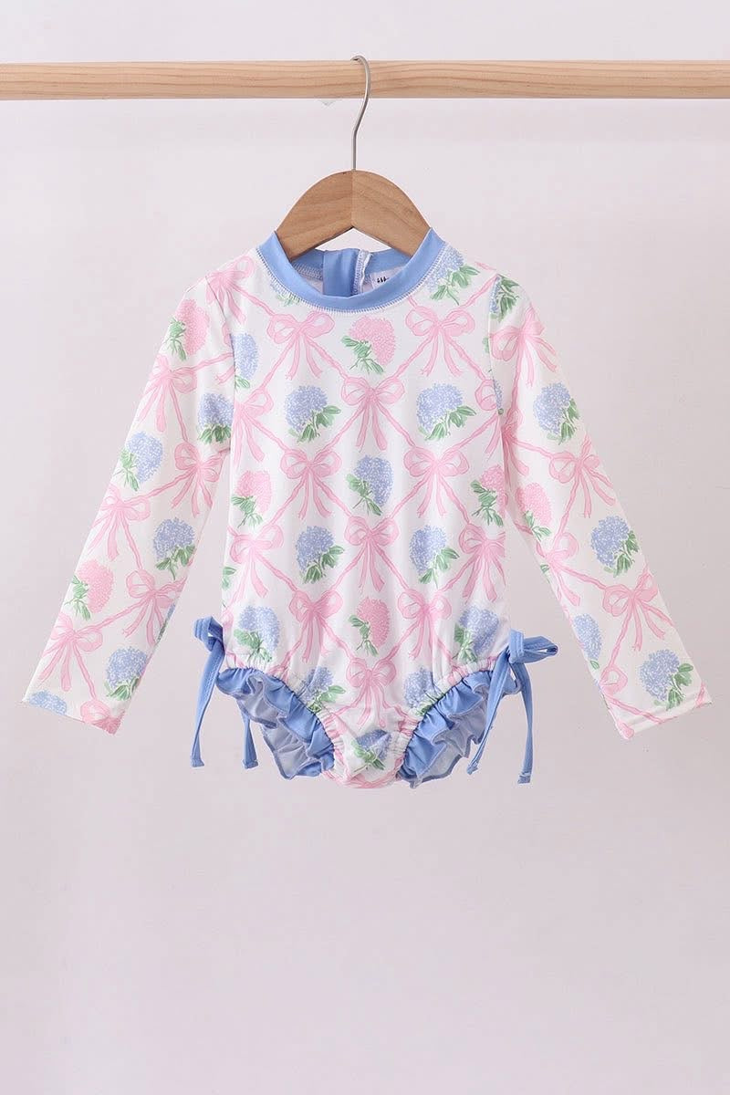 Blue bow floral Rashguard