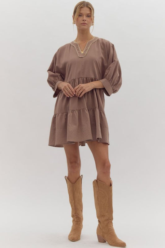 Mocha tiered dress