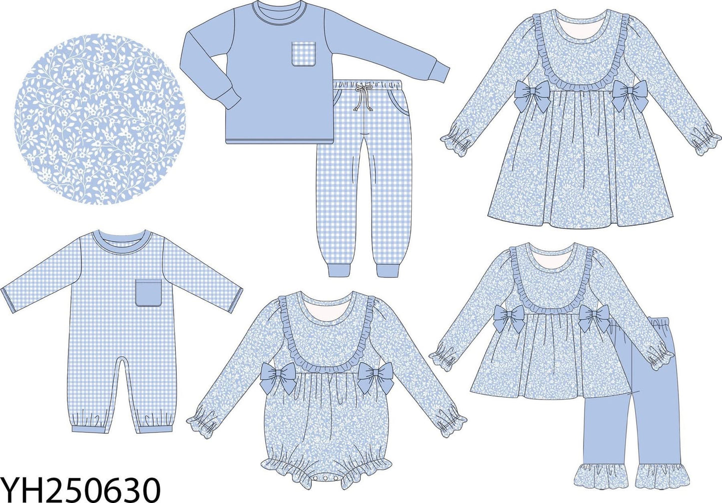 Blue floral girls pant set