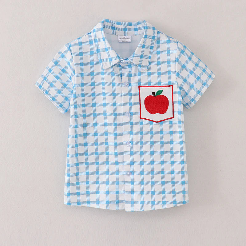 Boys plaid Apple button down