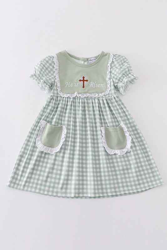 Sage He is risen girls dress