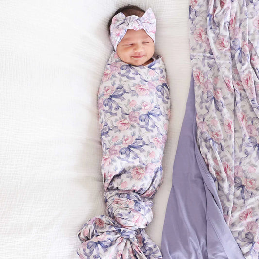 Lavender bow oversized swaddle
