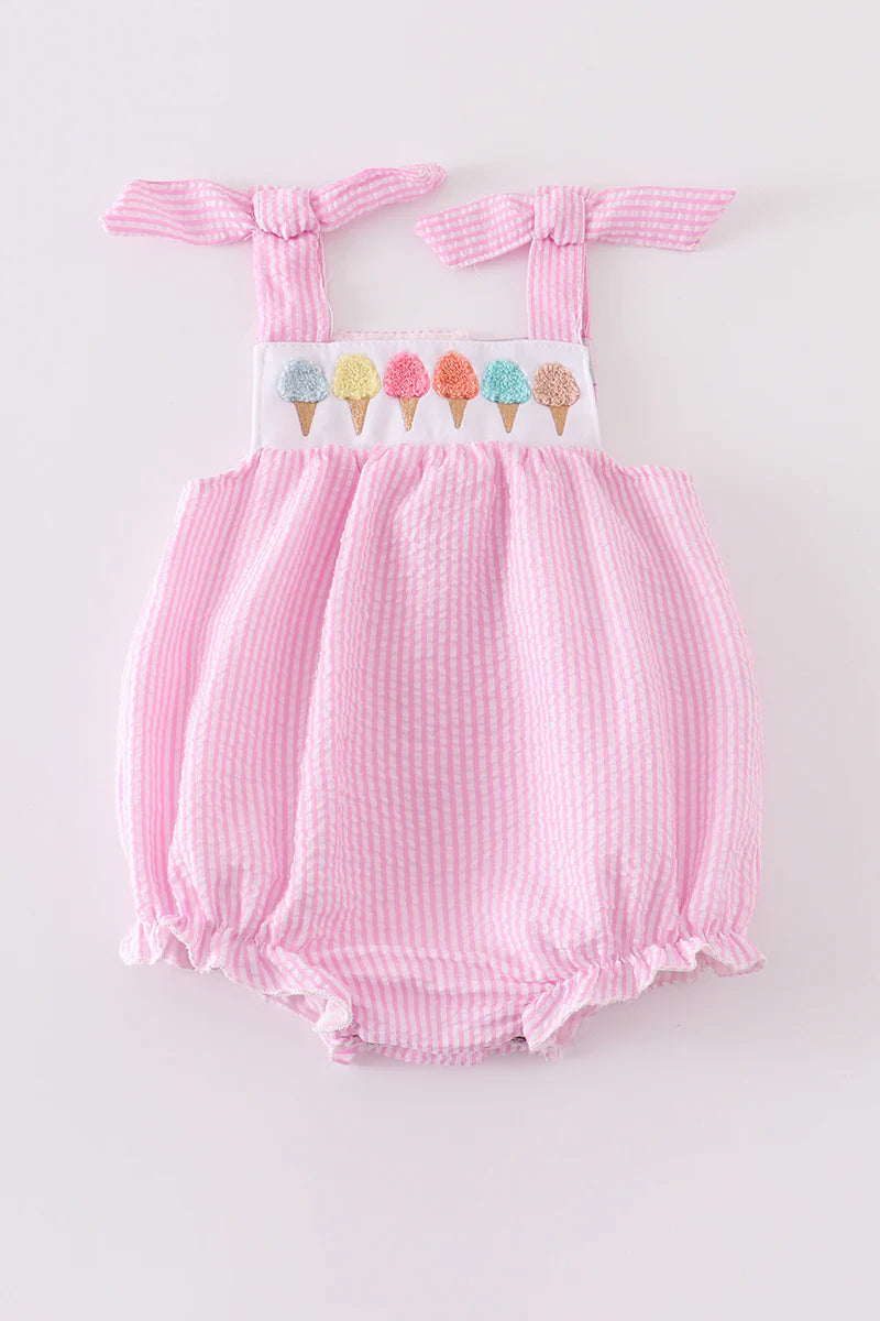 Pink Ice Cream French knot girl bubble