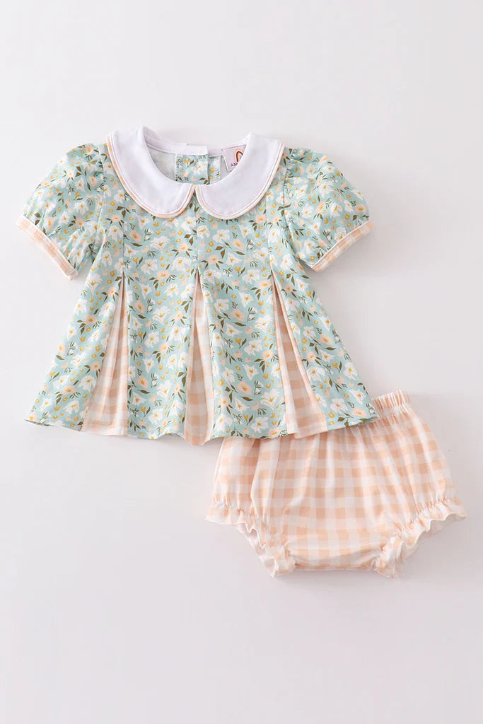 Green floral baby bloomer