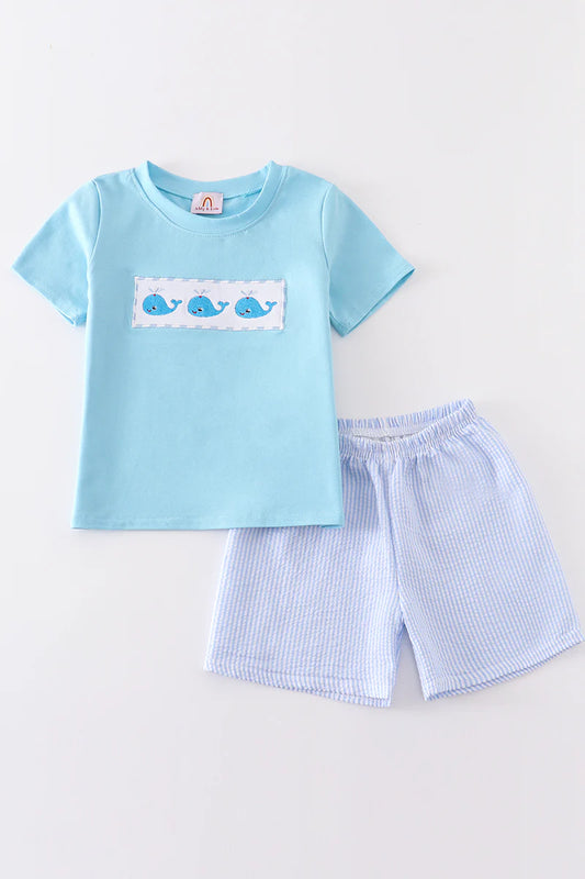 Blue whale boys short set