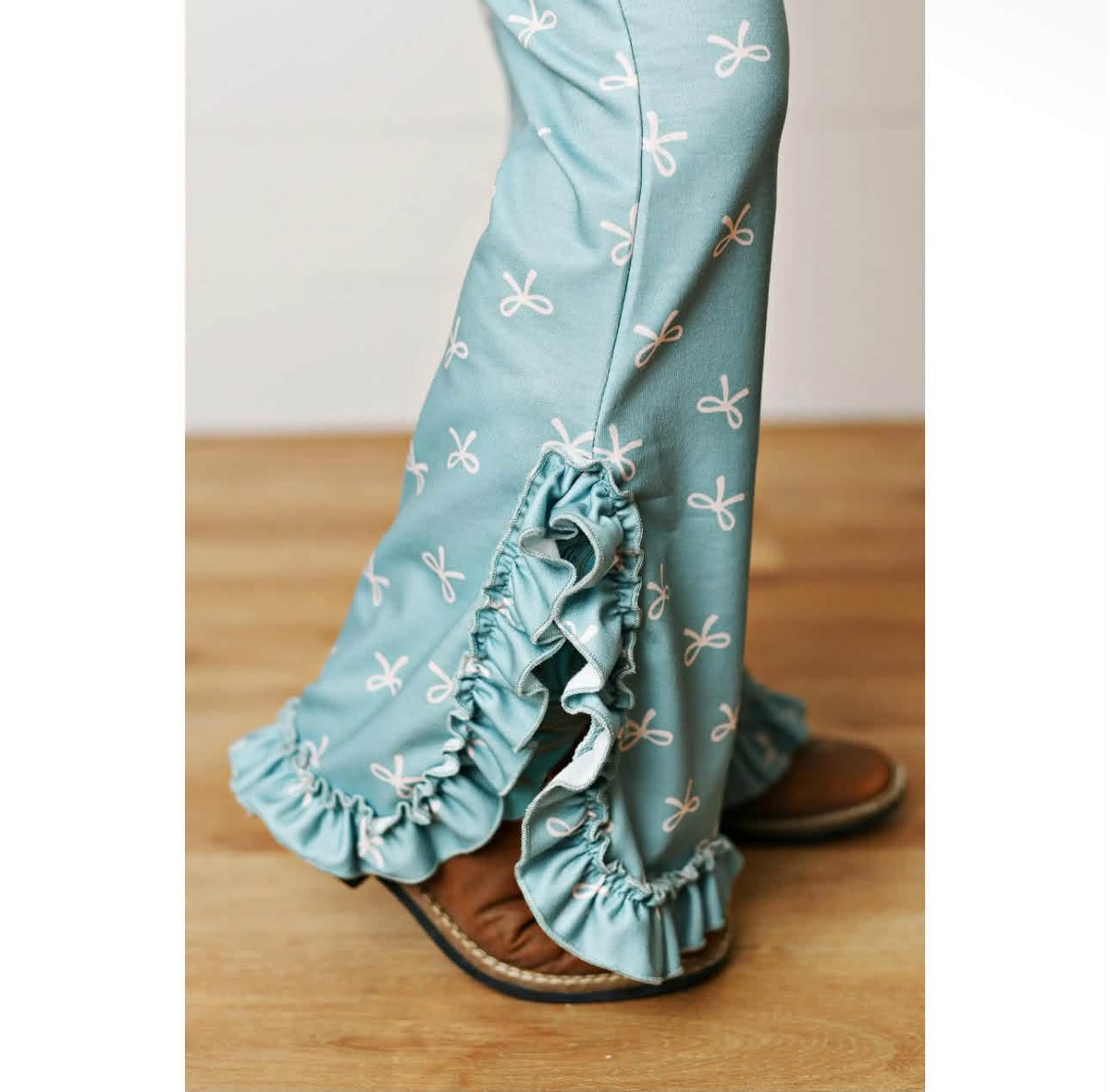 Teal + pink bows girls set