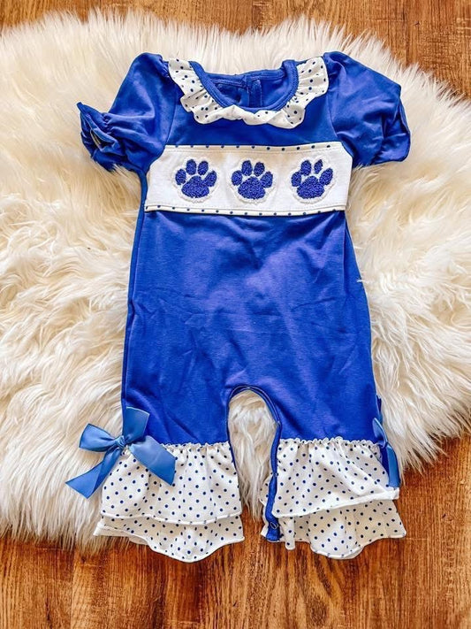 Paw print trio girls romper