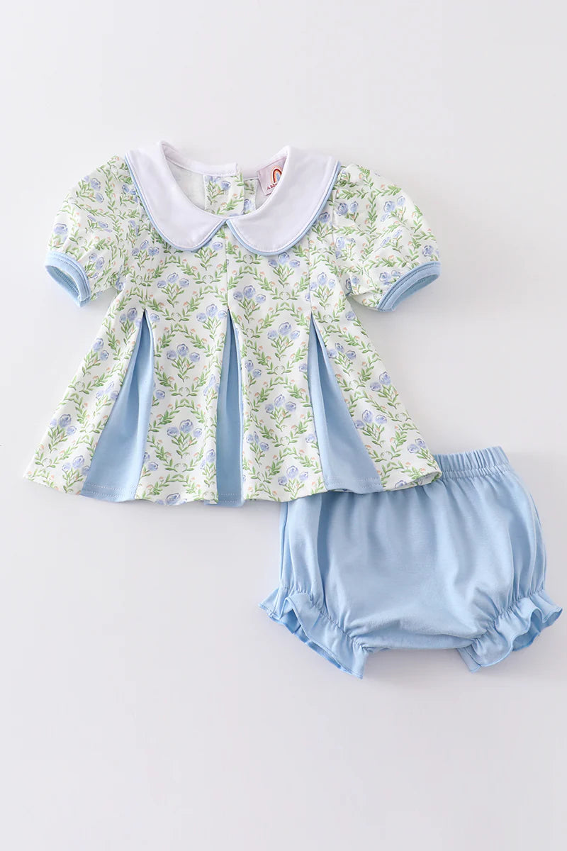 Blue floral baby bloomer