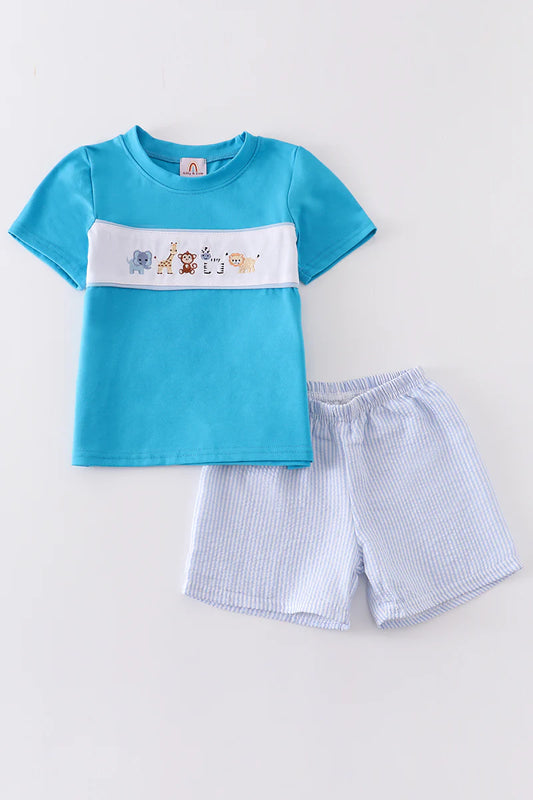 Zoo animal boys short set