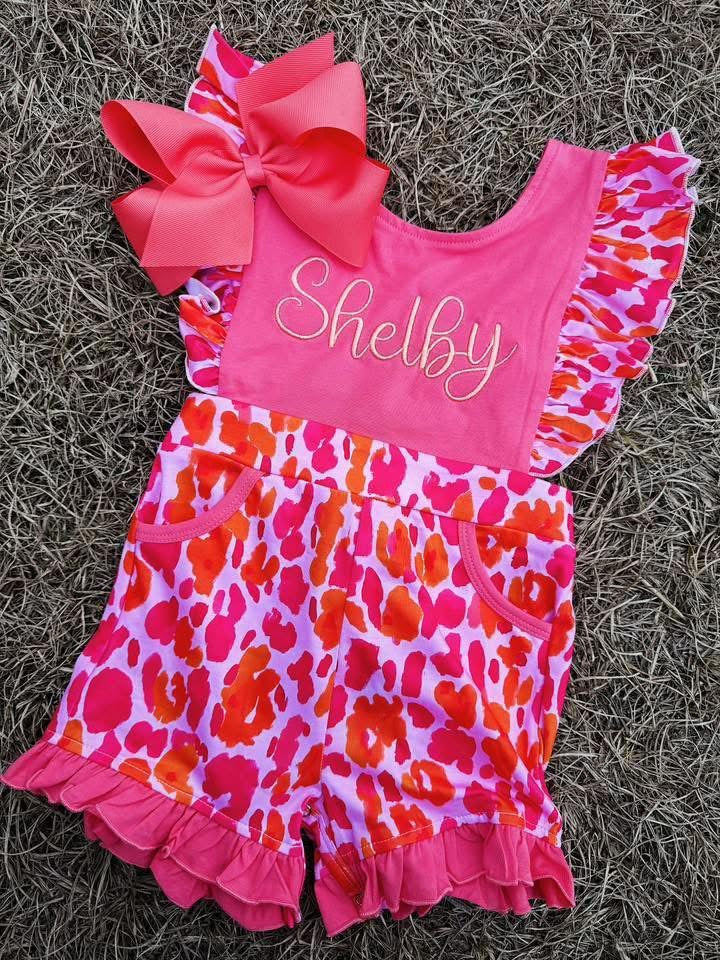 Pink Leopard Romper-includes name