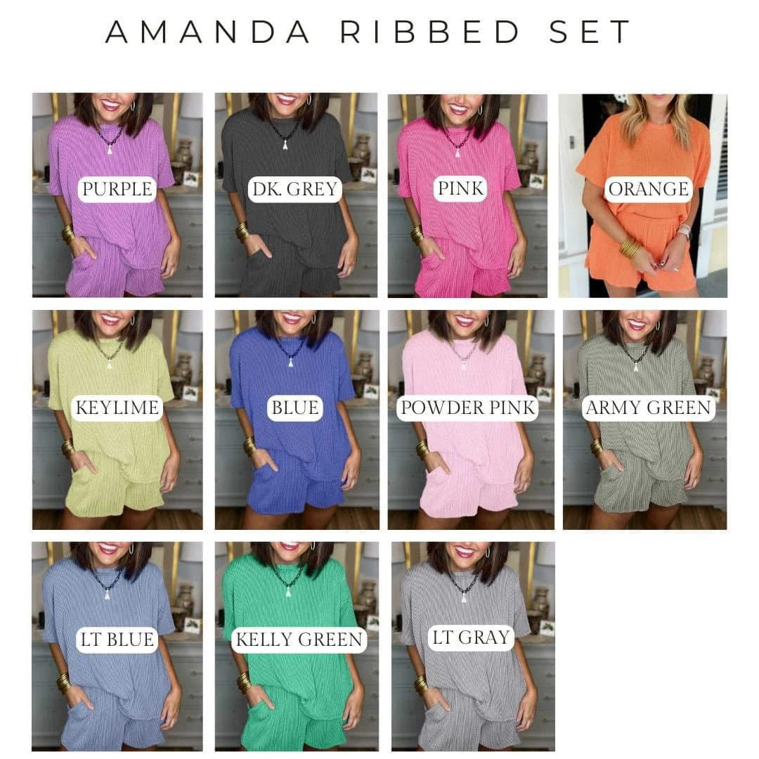 Purple ribbed short set XL