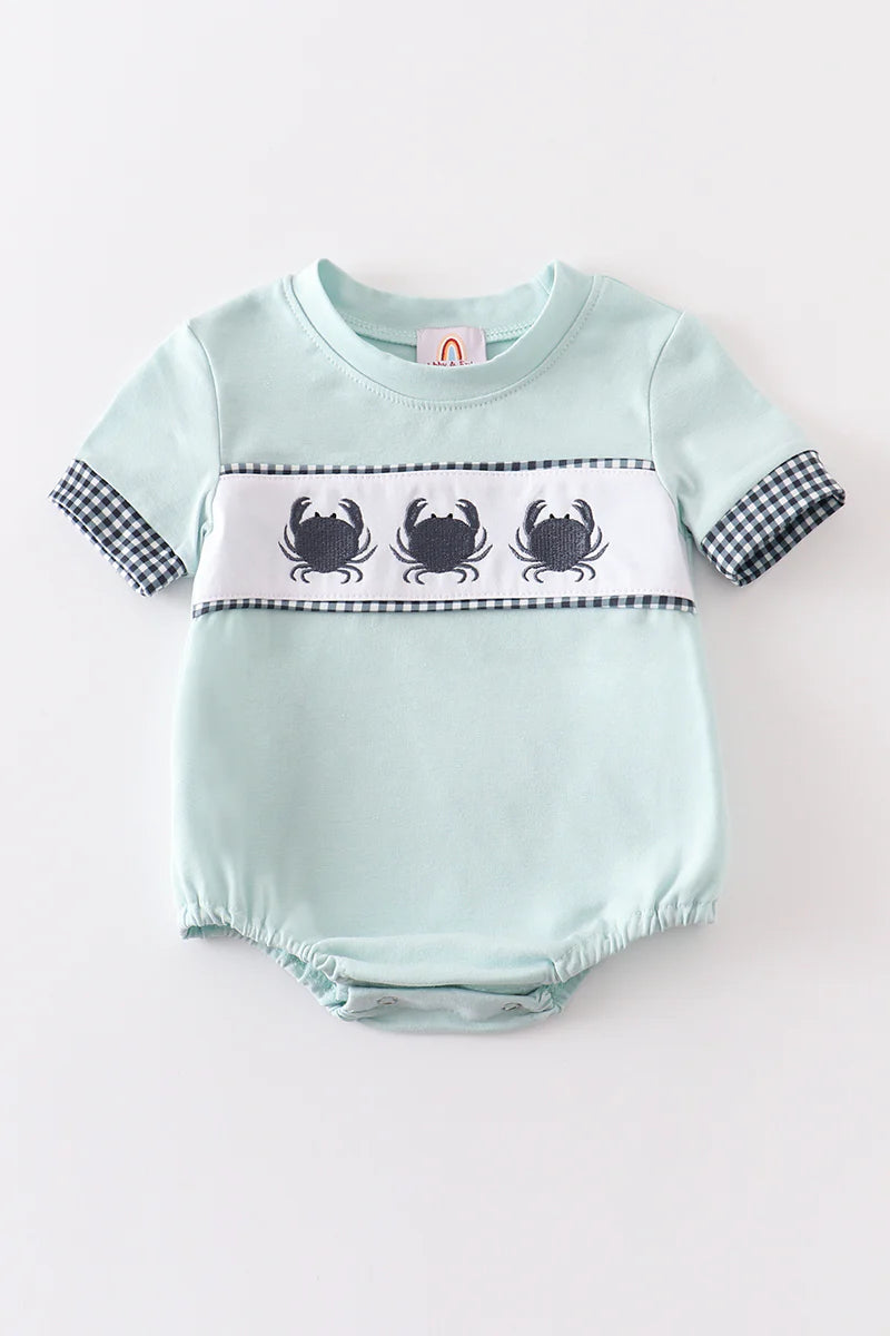 Mint crab embroidered bubble