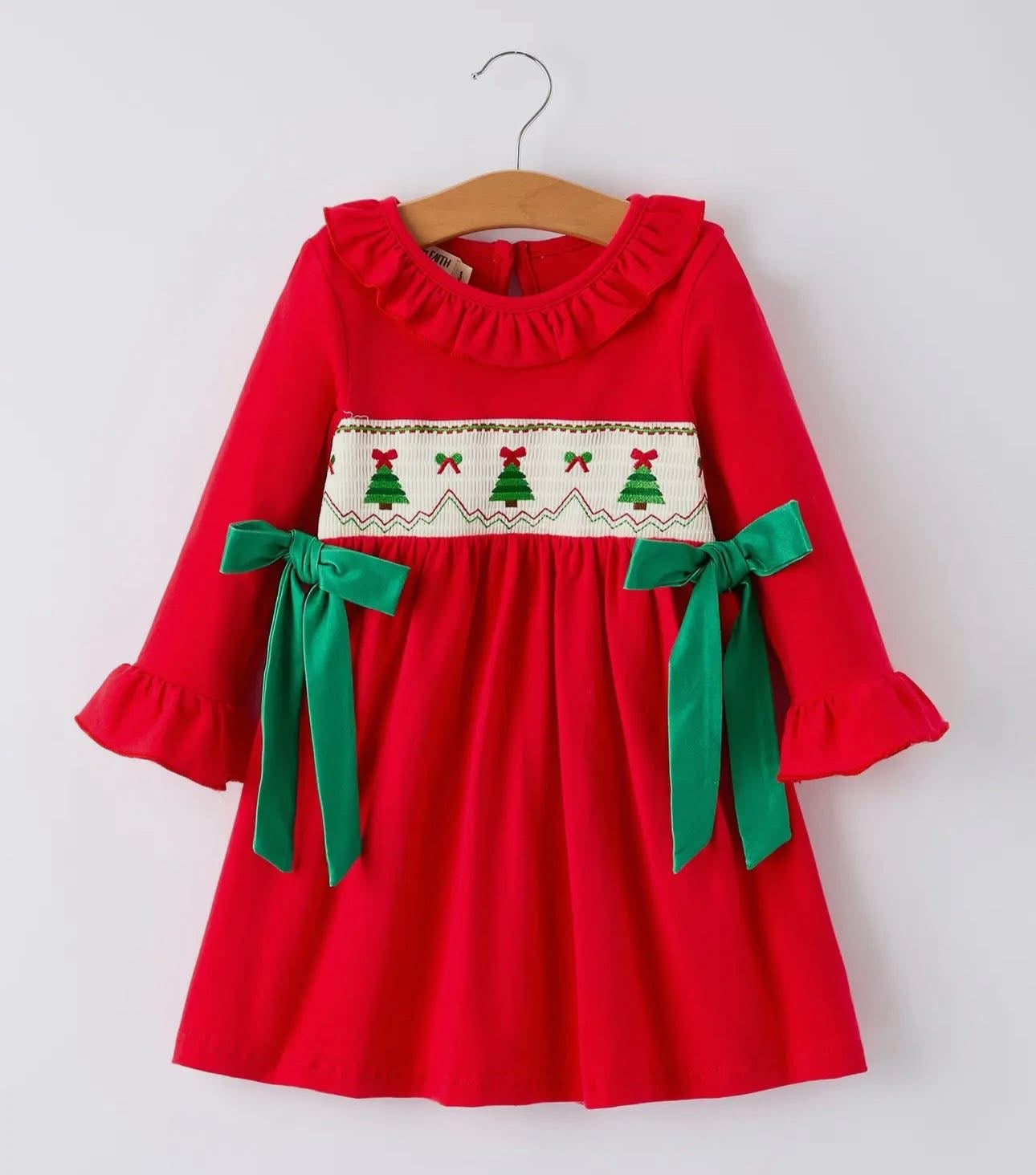 Christmas tree smock dress