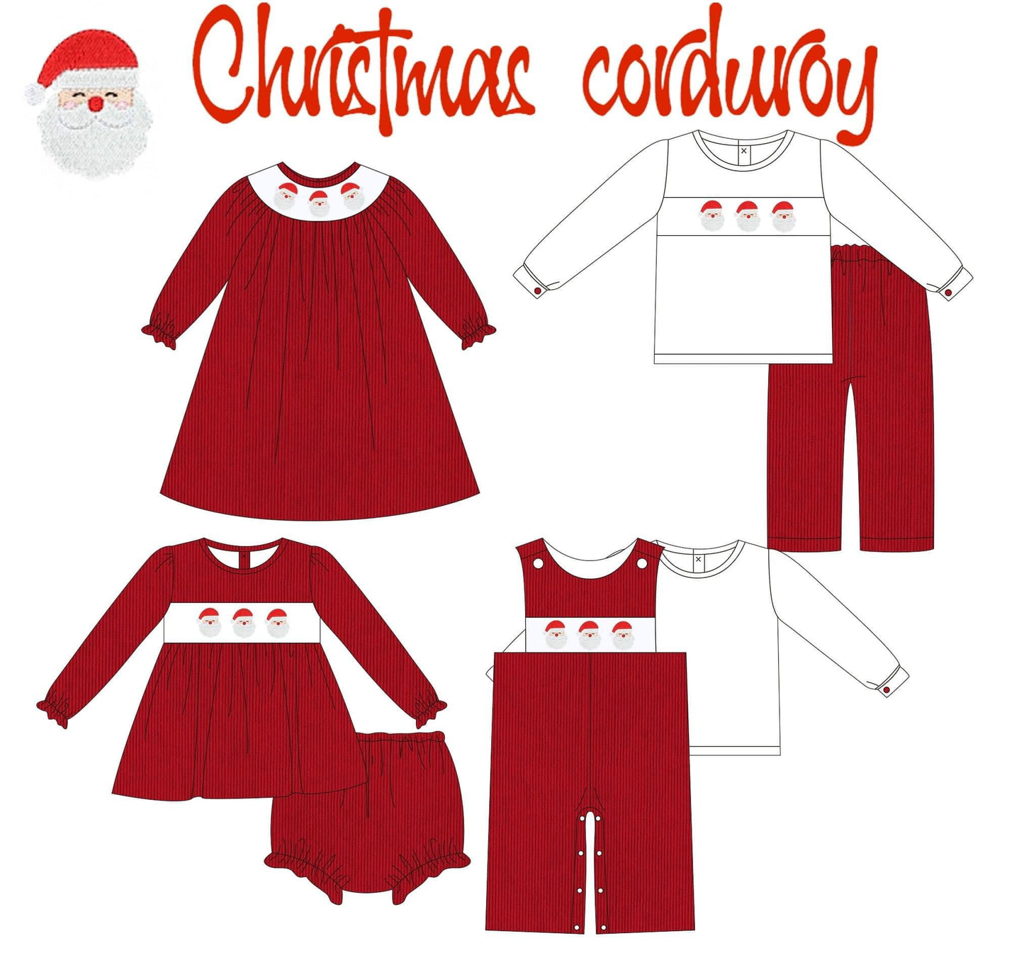 Santa trio corduroy dress