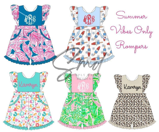 Summer Vibes- green/pink Lilly - embroidered