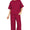 Ribbed short sleeve pant set - Cabernet