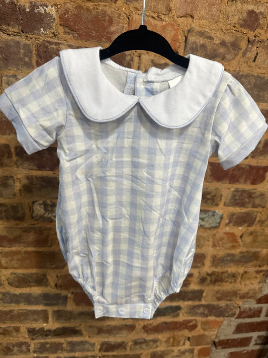 Blue gingham collar bubble- INCLUDES EMBROIDERY