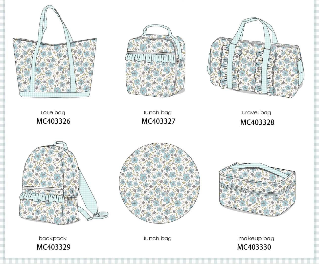 Blue floral full size backpack + lunch box COMBO