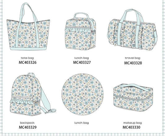 Blue floral full size backpack + lunch box COMBO
