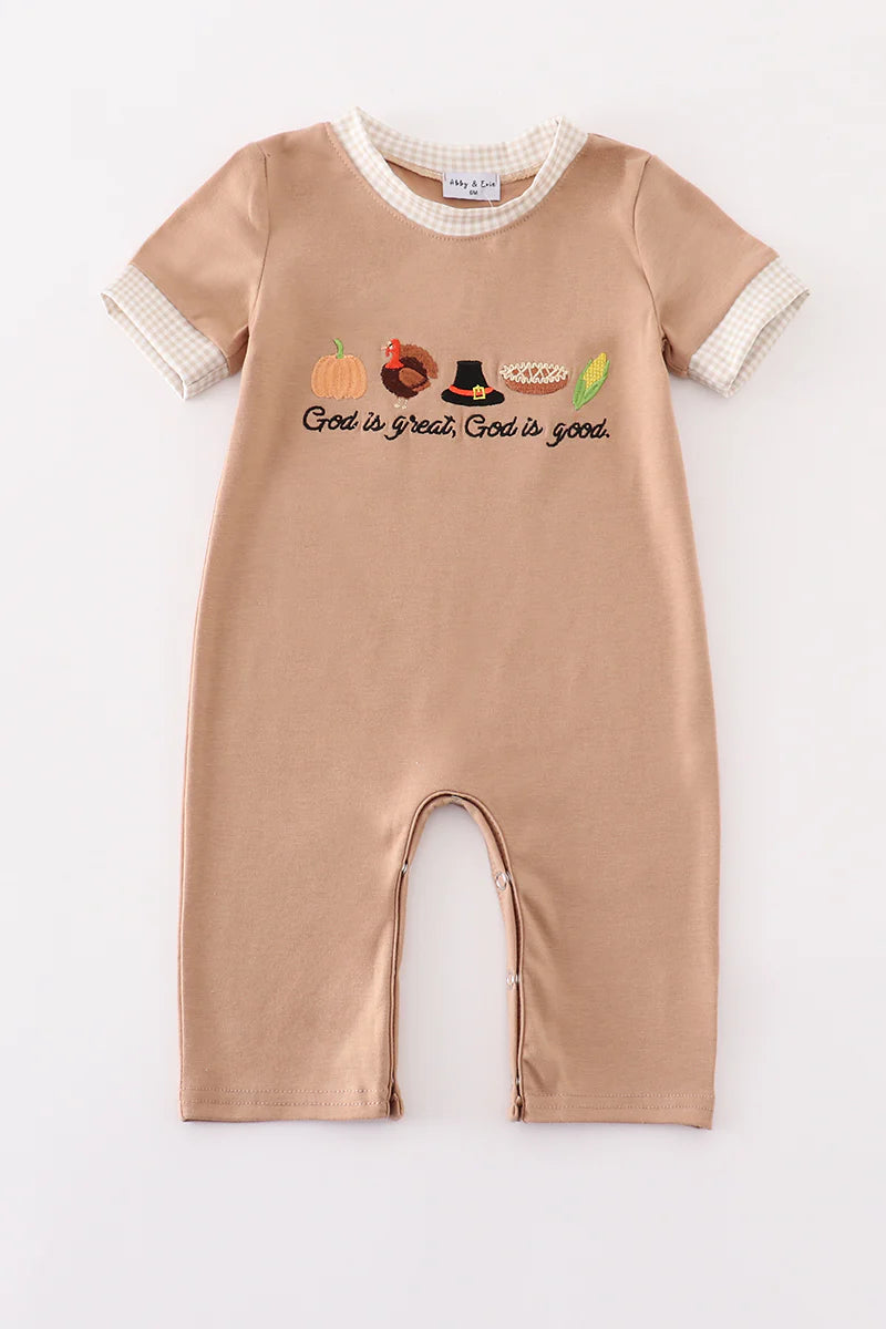 God is great, good is good boys romper