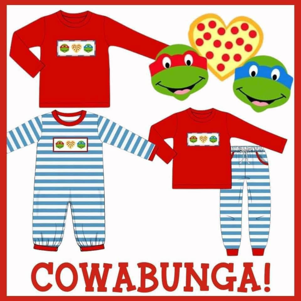 Cowabunga smocked romper- 12M