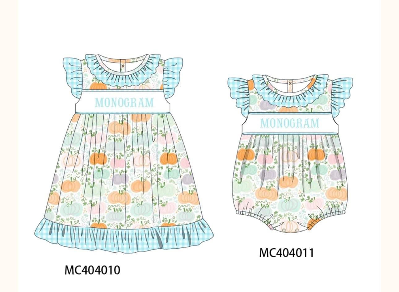 Personalized Pumpkin girls dress- includes custom embroidery