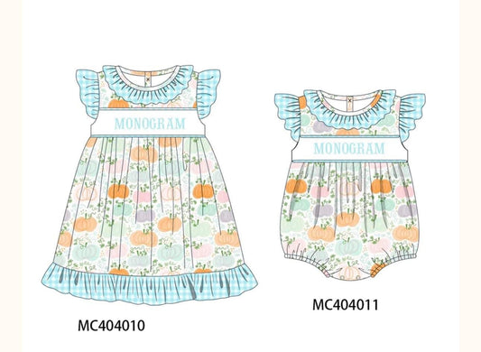 Personalized Pumpkin girls dress- includes custom embroidery
