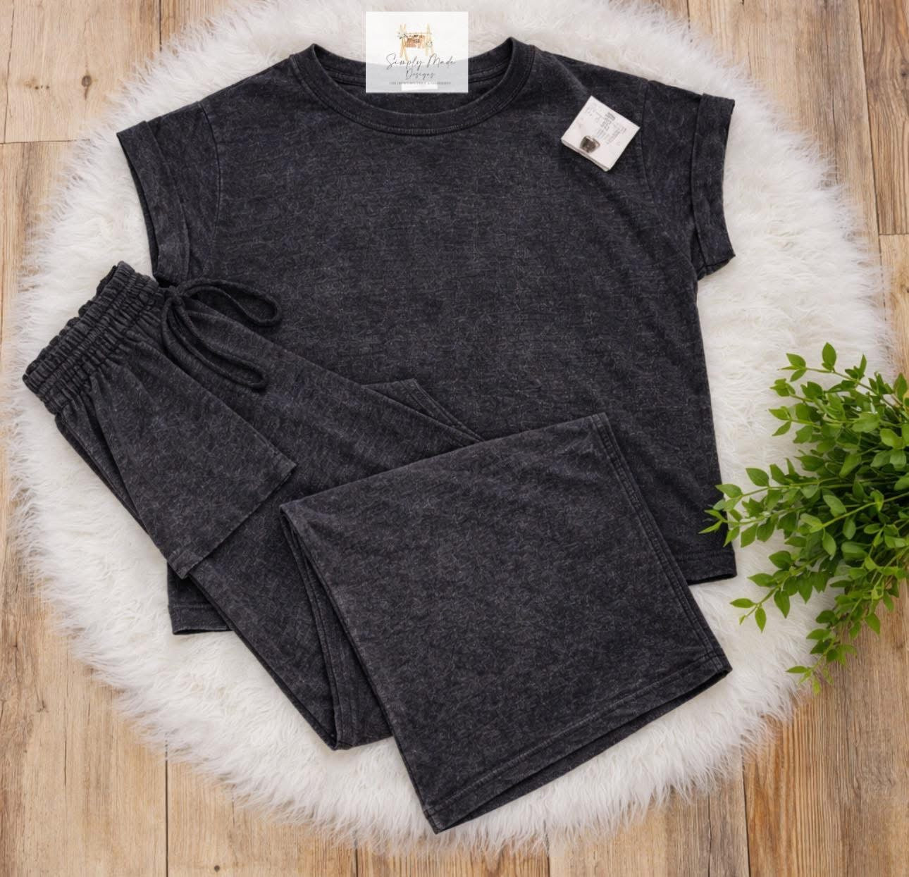 Black wash pant set