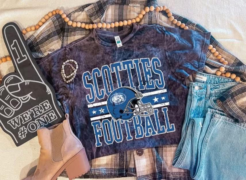Acid wash Scotties football tee