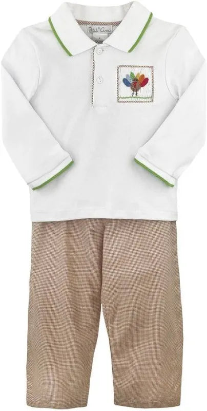 Smocked turkey boys pant set