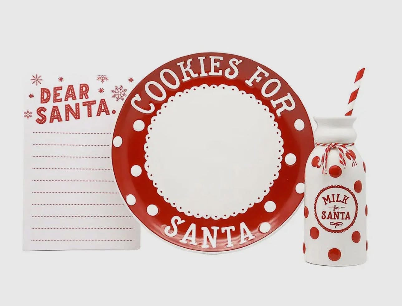 Santa milk & cookies 3 pc set