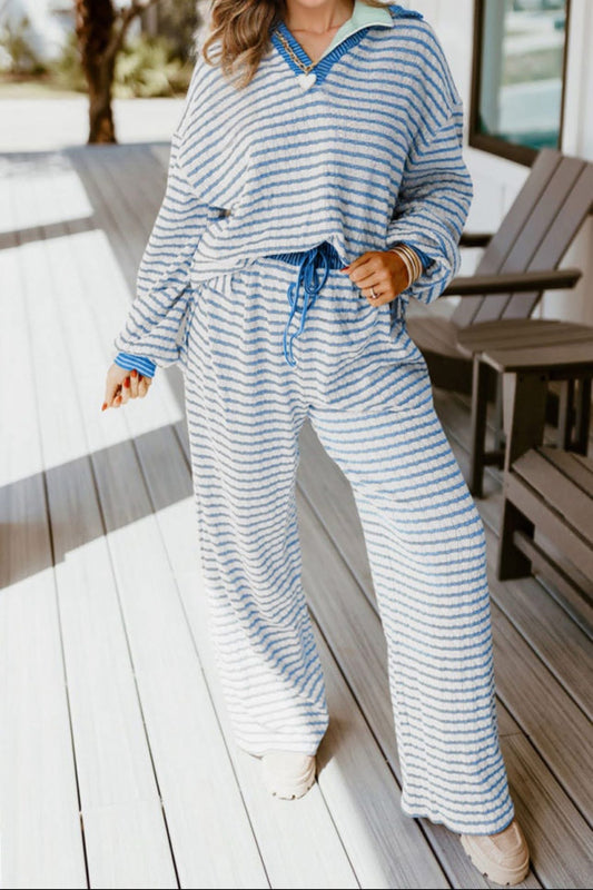 Blue striped pant set