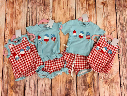 Boys popsicle gingham bubble