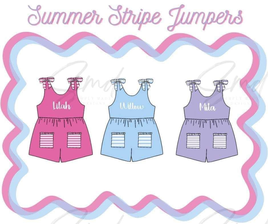Summer Stripe Romper- Purple