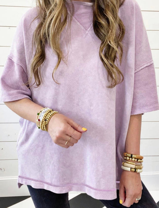 Mineral wash oversized tee- purple