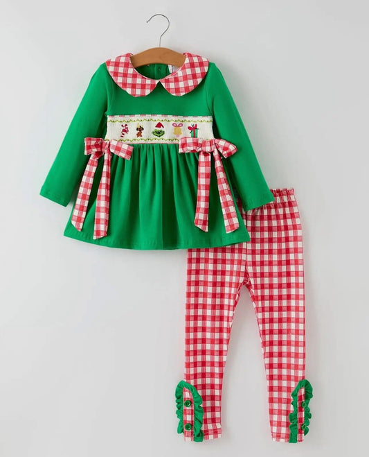 Smocked trio girls set