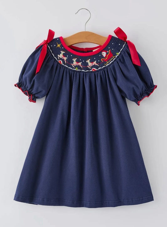 Smocked Santa sleigh dress
