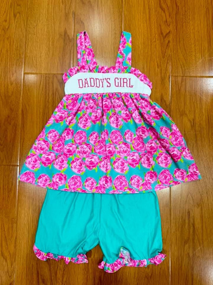 Daddy’s girl pink floral smock set